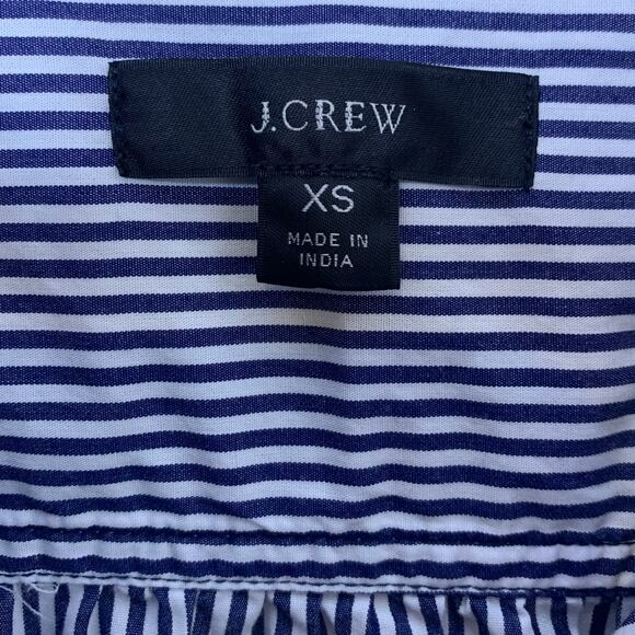 J.Crew Shirt Women's X-Small Re-Imagined Button Up Striped Navy White Pockets - Picture 4 of 8